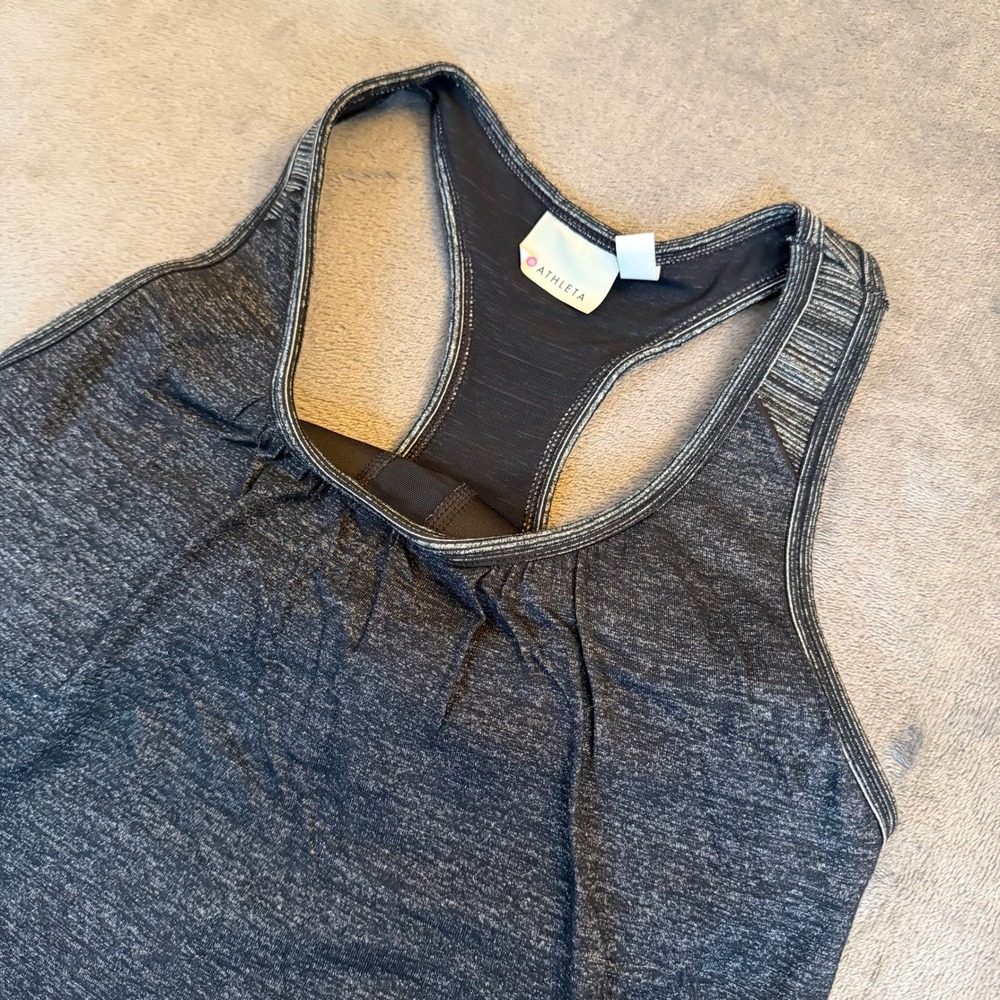 Athleta Space Dye Racerback Tank Top Shelf Bra Gray Womens Small 919068